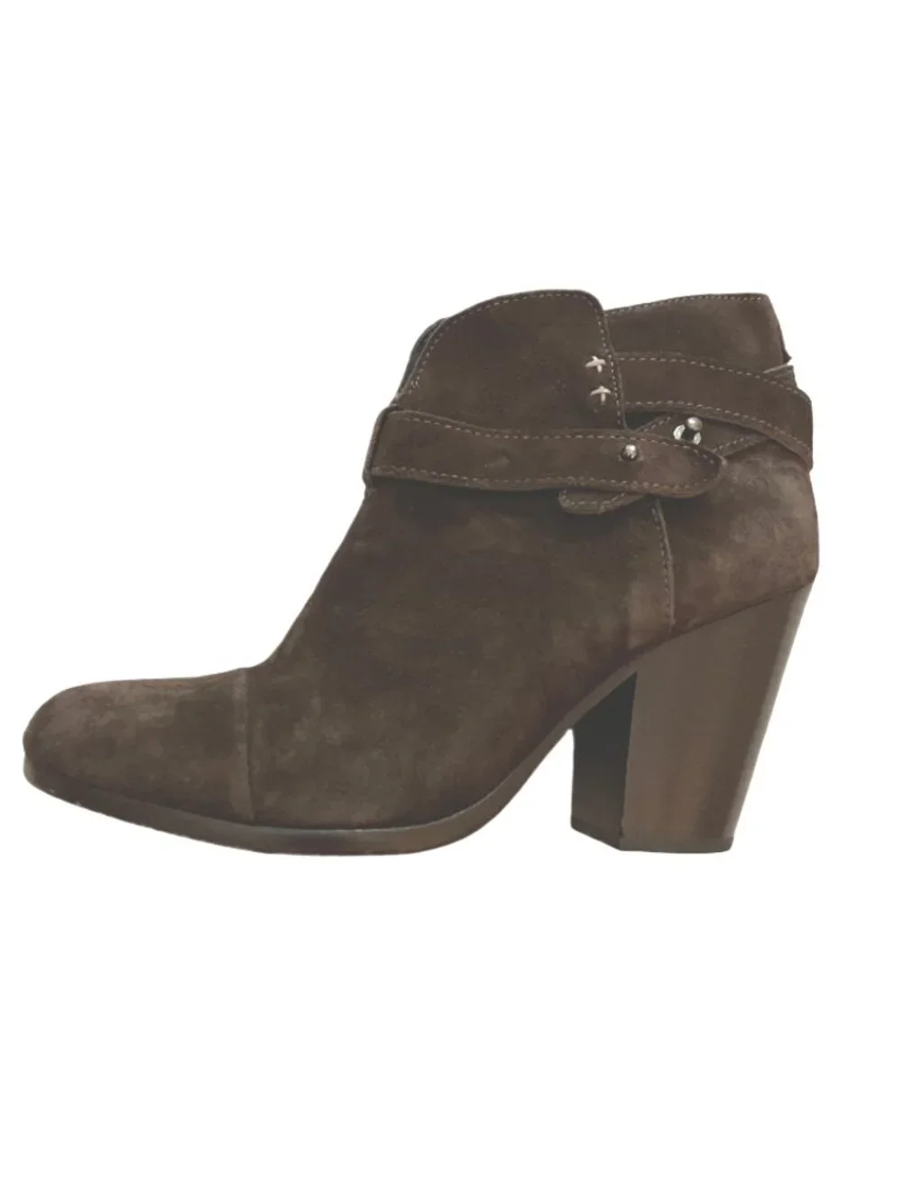 Rag & Bone Brown Suede Block Heel Wrap Strap Harrow Ankle Boots Size 8 1/2